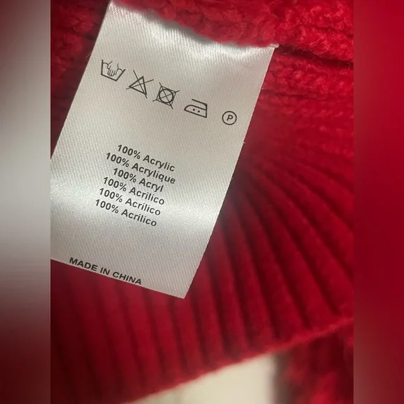 Anthropologie Maeve Callahan Mock Neck Loop Stitch Sweater Medium Red Crewneck M - Picture 5 of 10